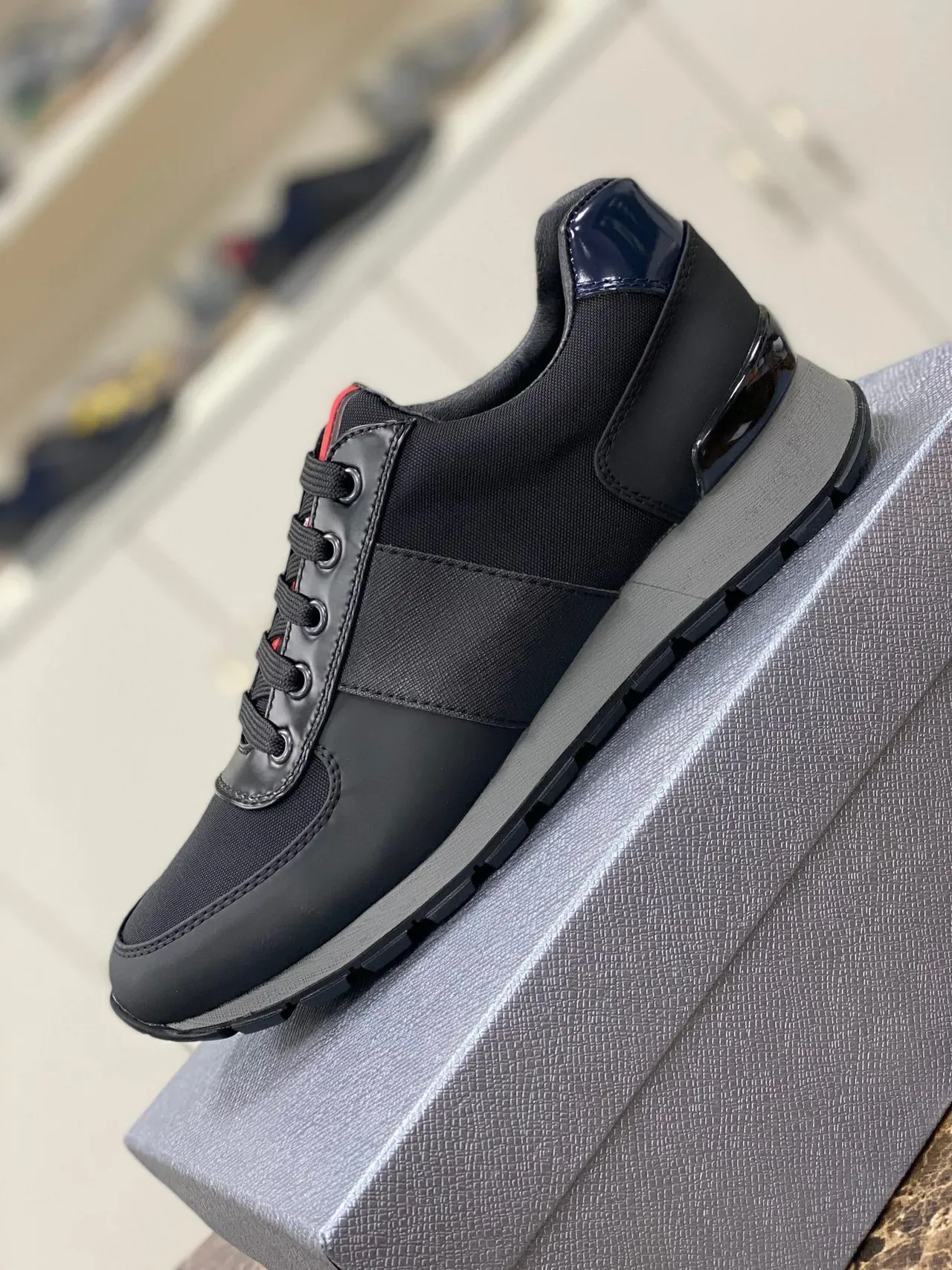 Black and Navy Patent Accent Lifestyle Sneakers 4