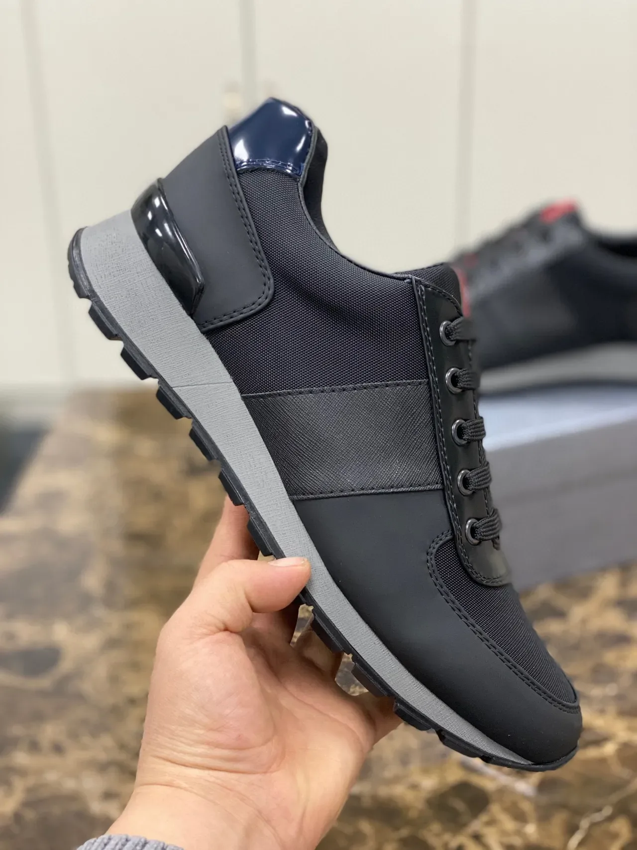 Black and Navy Patent Accent Lifestyle Sneakers 5