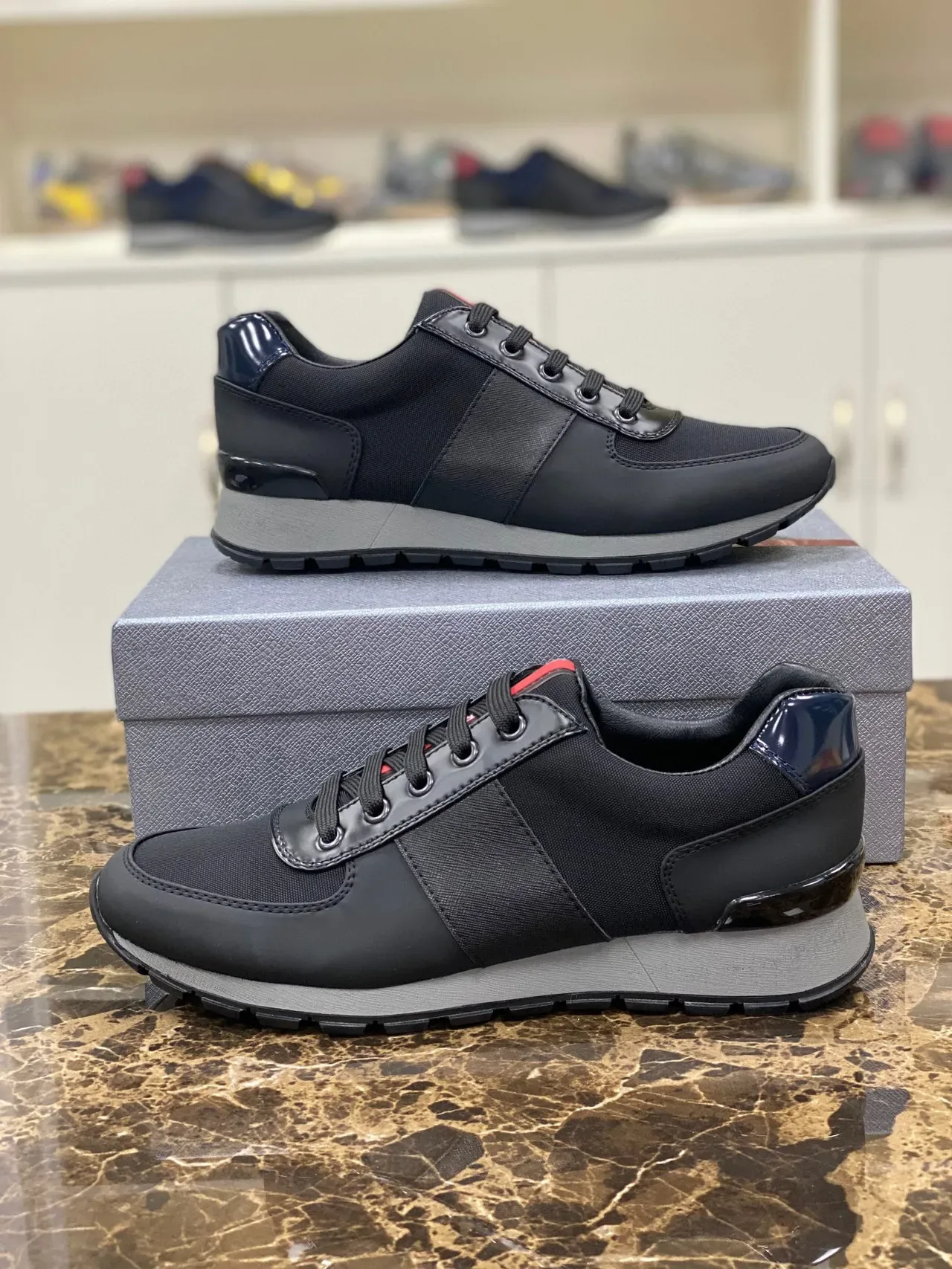 Black and Navy Patent Accent Lifestyle Sneakers 6