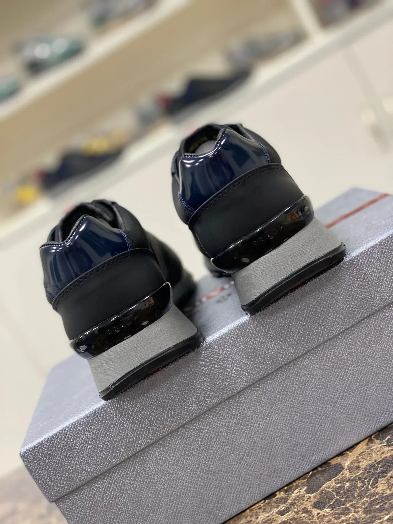 Black and Navy Patent Accent Lifestyle Sneakers 7