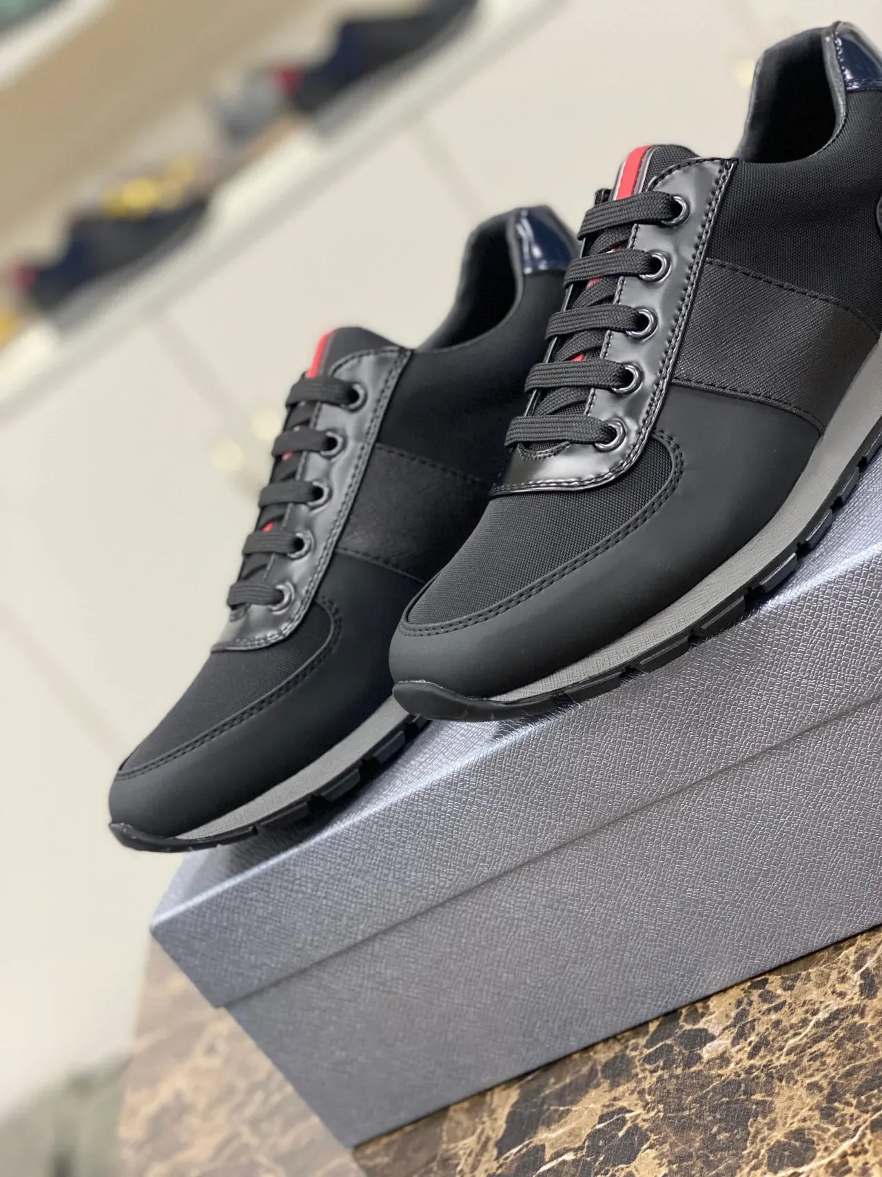 Black and Navy Patent Accent Lifestyle Sneakers 8