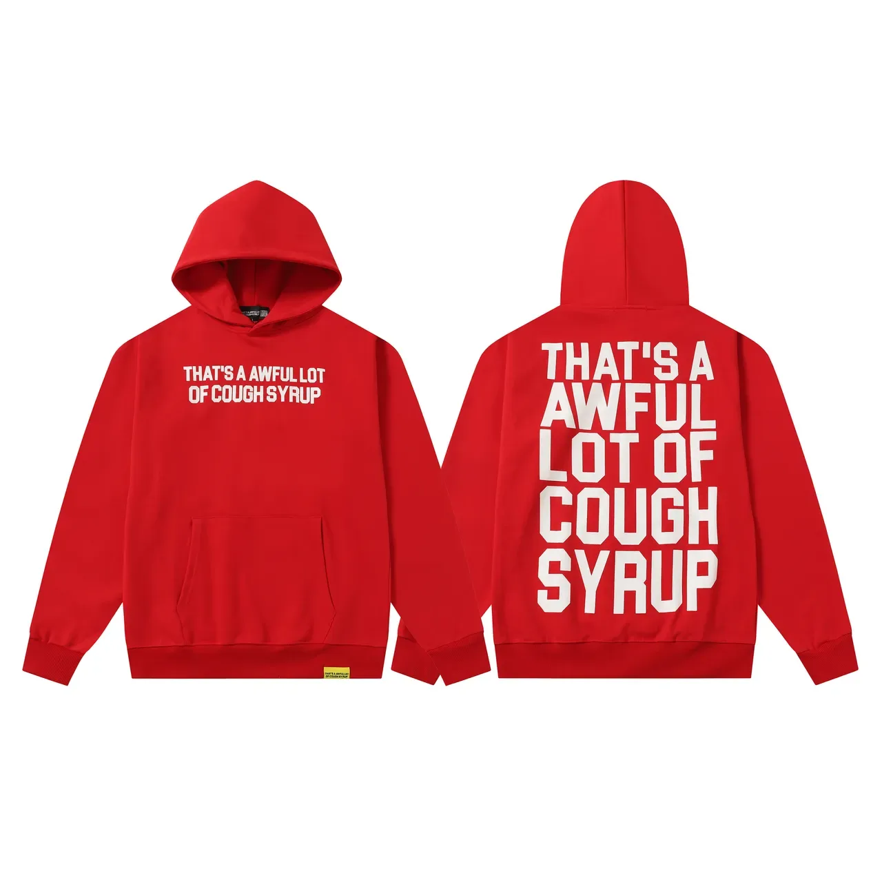 Black and Red Screen-Printed Text Hoodie 5
