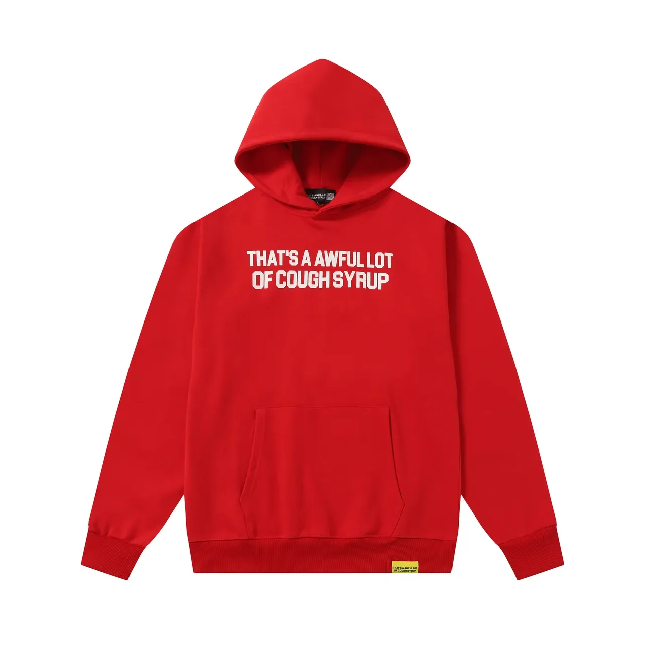 Black and Red Screen-Printed Text Hoodie 6