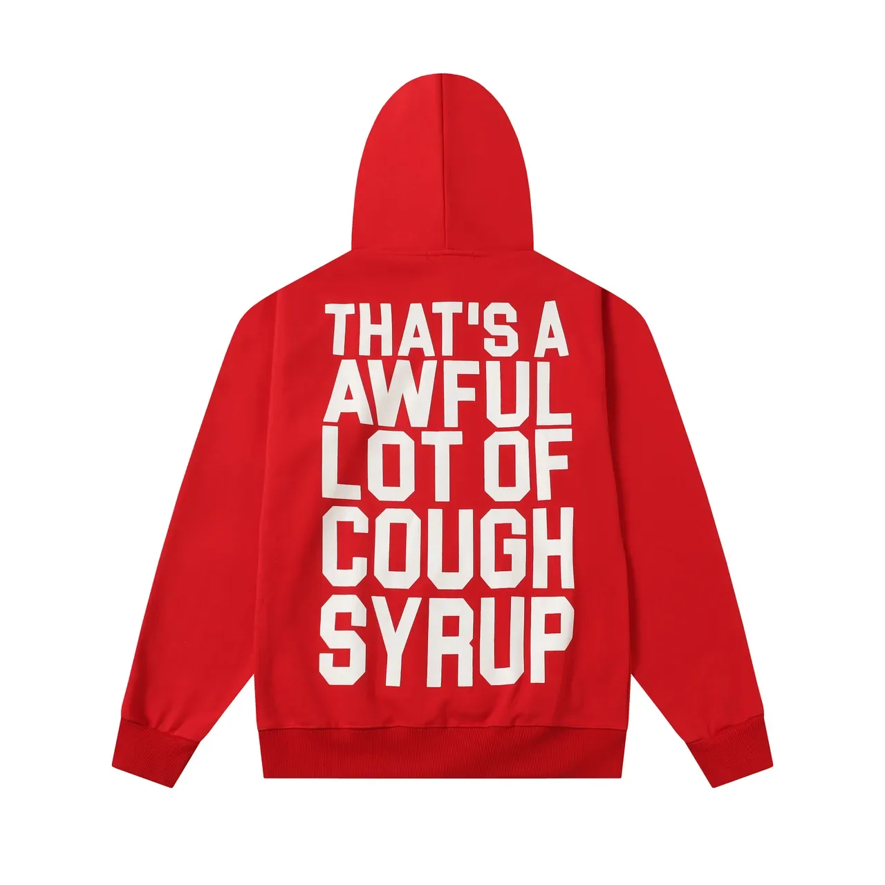 Black and Red Screen-Printed Text Hoodie 7