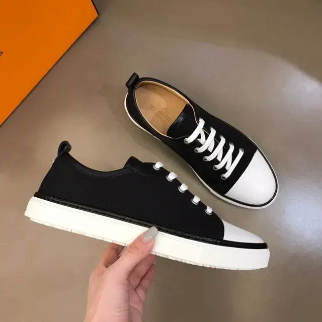 Black and White Canvas Toe-Cap Platform Sneaker 6