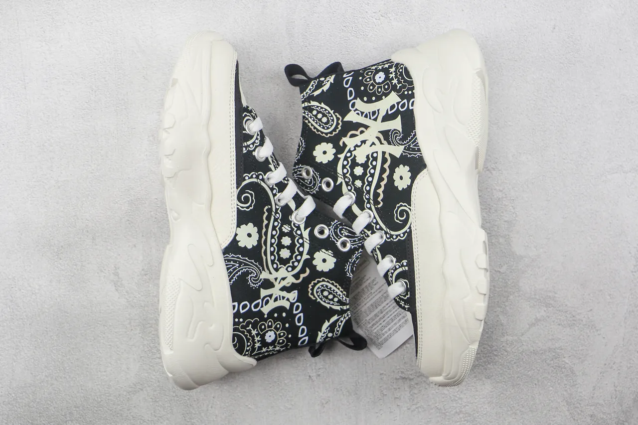 Black and White Paisley Bandana High-Top Chunky Sneaker 2