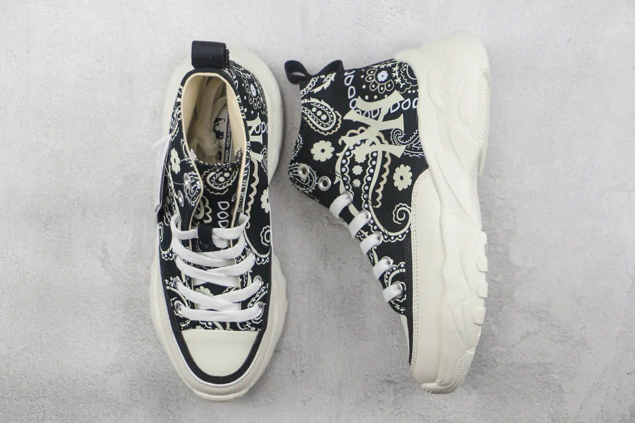 Black and White Paisley Bandana High-Top Chunky Sneaker 3