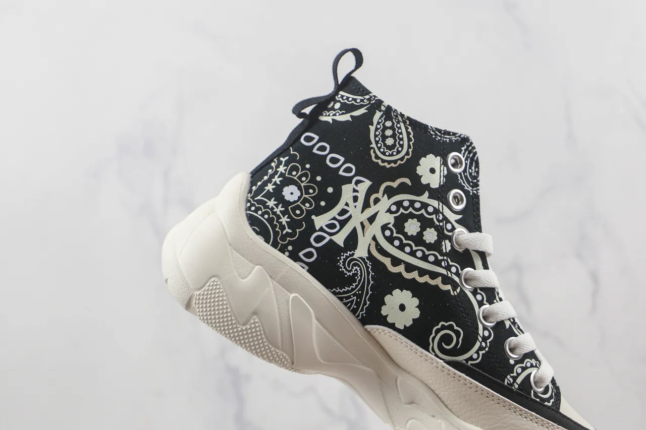 Black and White Paisley Bandana High-Top Chunky Sneaker 5