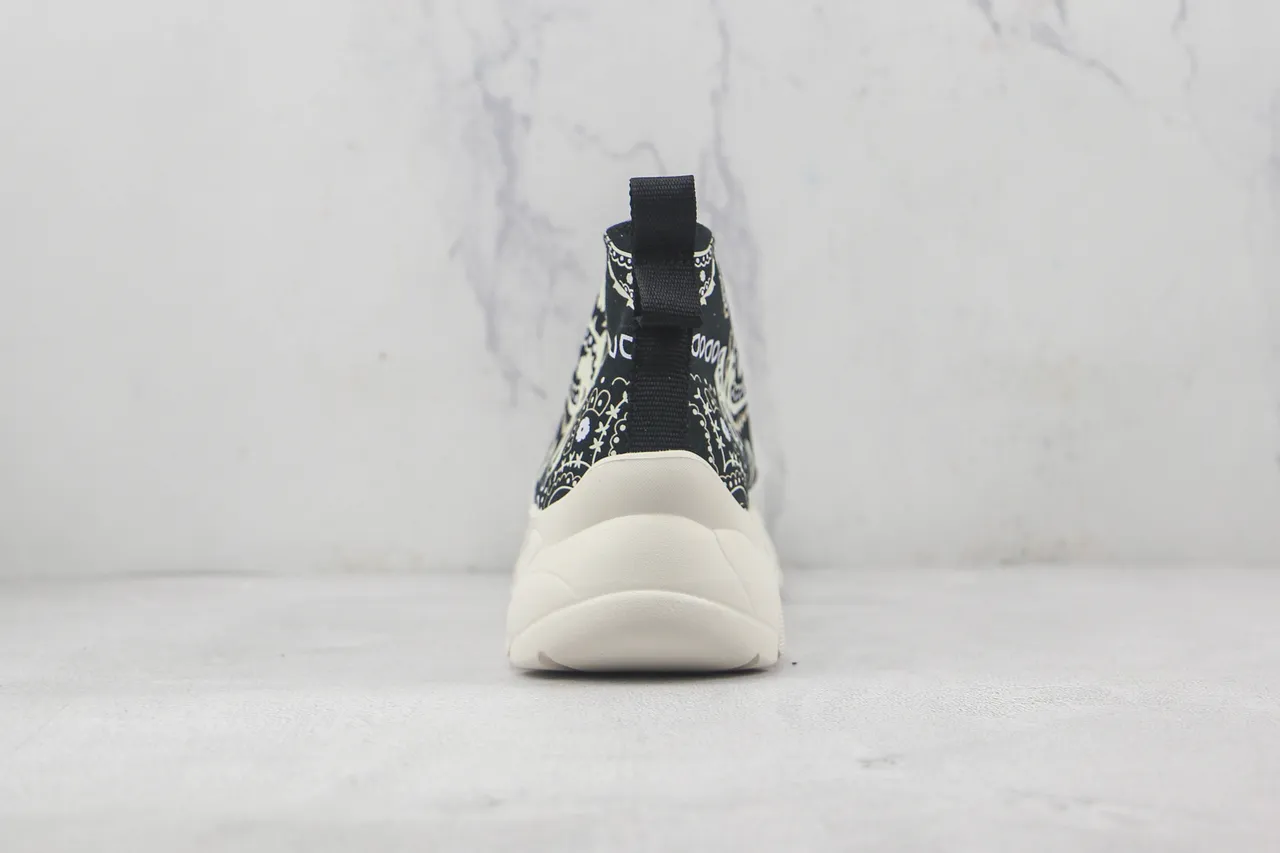 Black and White Paisley Bandana High-Top Chunky Sneaker 9