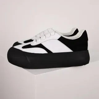 Tênis lifestyle com plataforma preto e branco panelado
