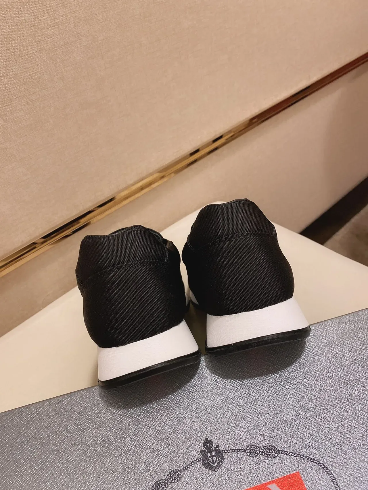 Black and White Slip-On Textile Sneaker 3