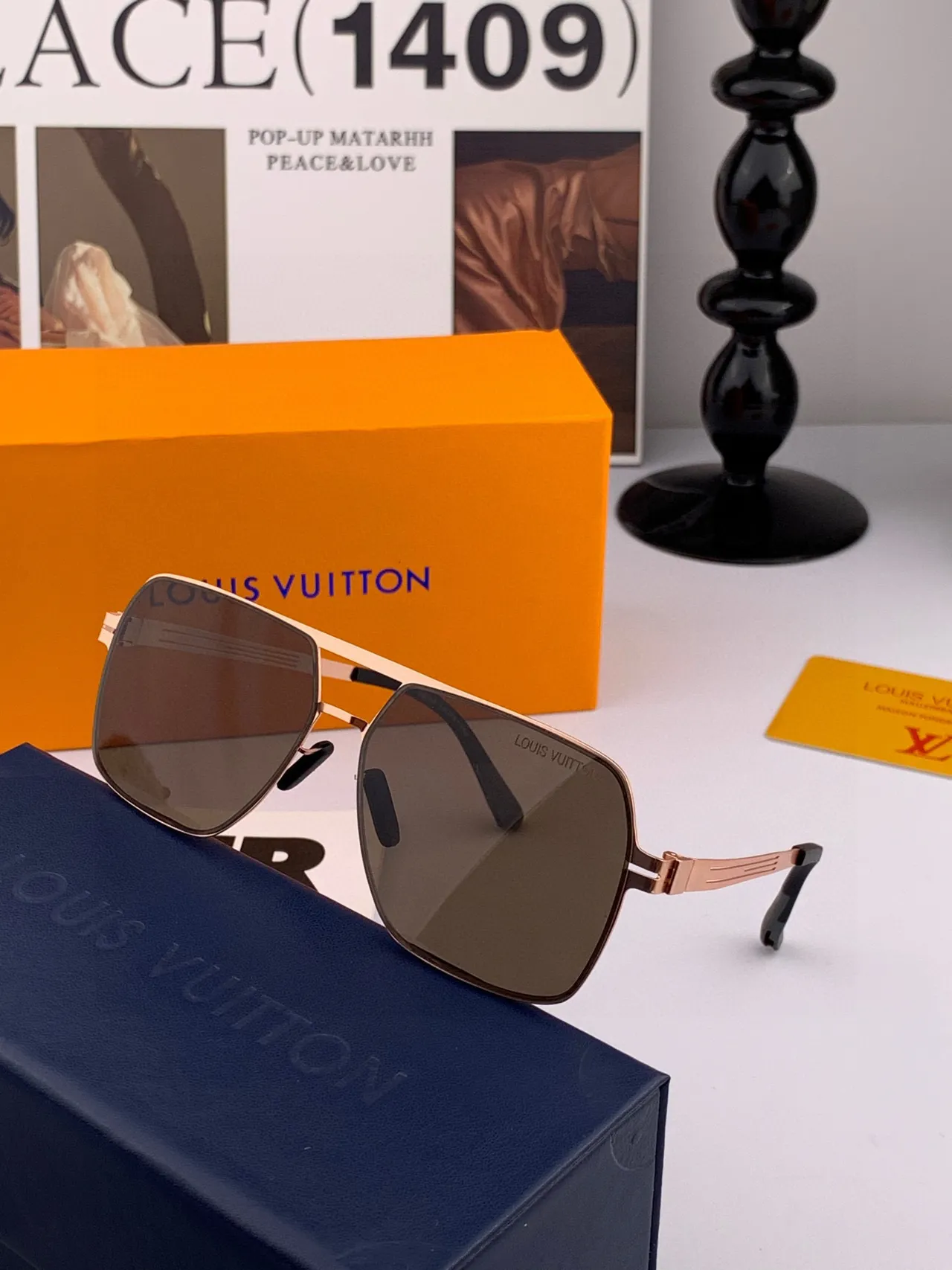 Black Aviator-Style Double-Bridge Sunglasses 3