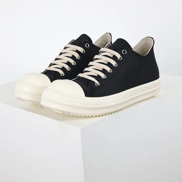 Black Beige Canvas Upper Platform Sole Lifestyle Sneakers 2
