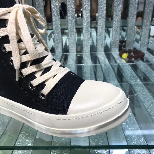 Black Beige High-Top Canvas Upper Lifestyle Sneakers 6