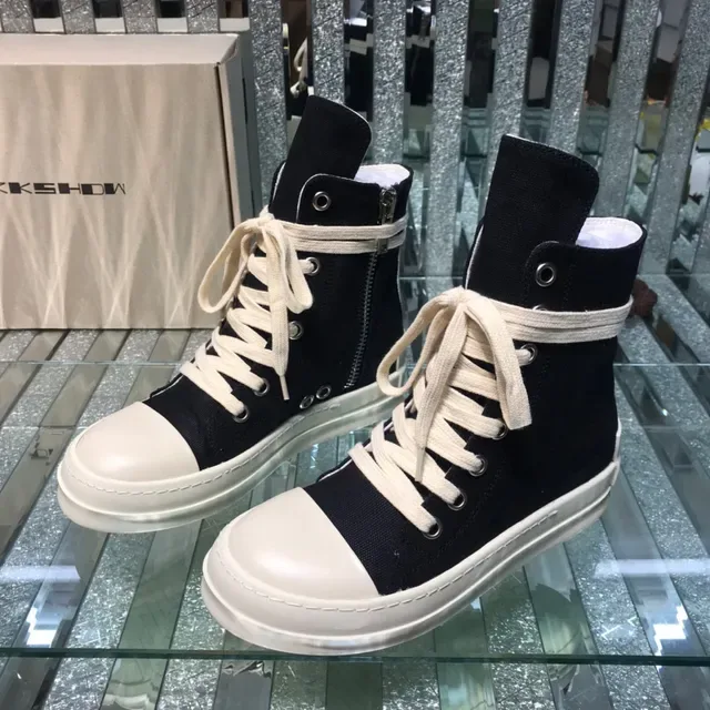Black Beige High-Top Canvas Upper Lifestyle Sneakers 7