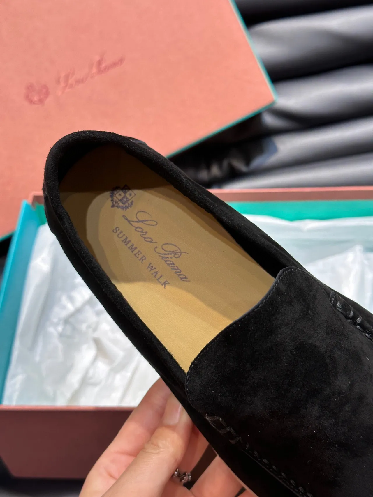 Black Beige Suede Moc-Toe Stitching Loafer 8
