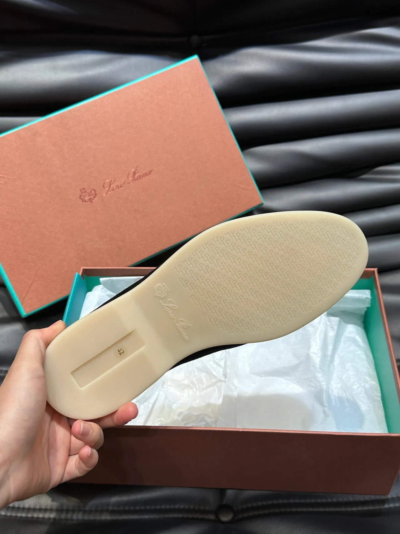 Black Beige Suede Moc-Toe Stitching Loafer 9