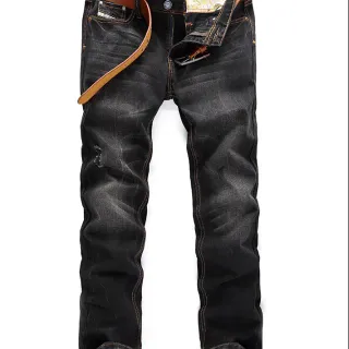 Black Brown Dark Washed Distressed Jeans