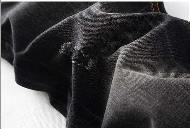 Black Brown Dark Washed Distressed Jeans 4