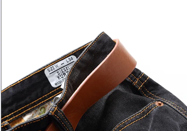 Black Brown Dark Washed Distressed Jeans 6