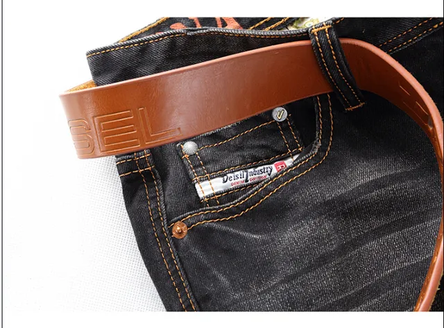 Black Brown Dark Washed Distressed Jeans 8