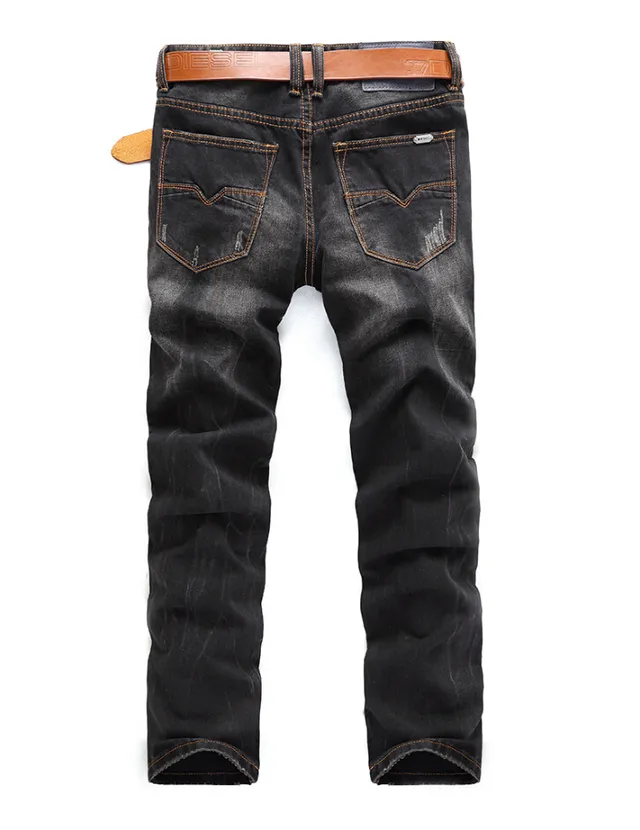 Black Brown Dark Washed Distressed Jeans 12