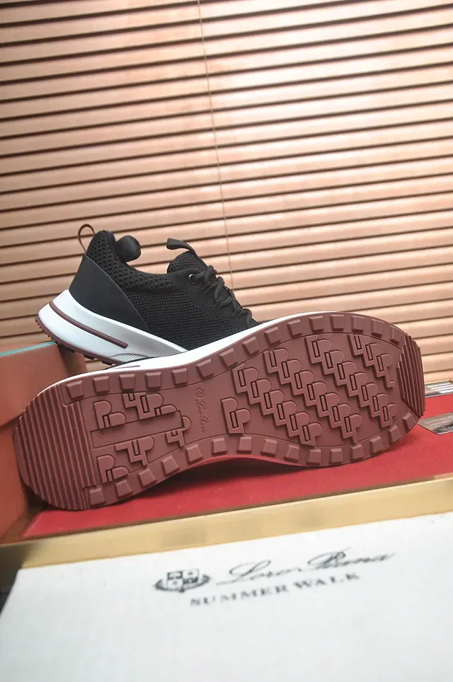 Black Brown Knit Upper White Midsole Sneakers 3