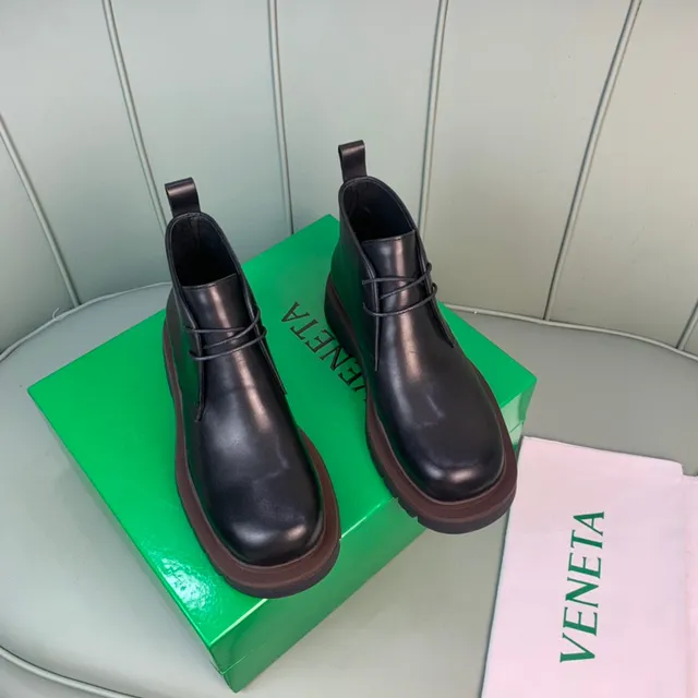Black Brown Leather Upper Chunky Lug Sole Ankle Boots 8