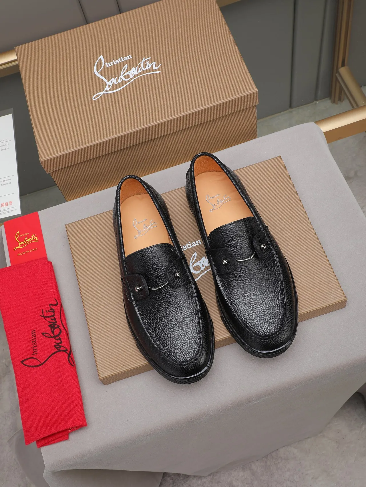 Black Brown Pebbled Leather Penny Strap Loafer 3