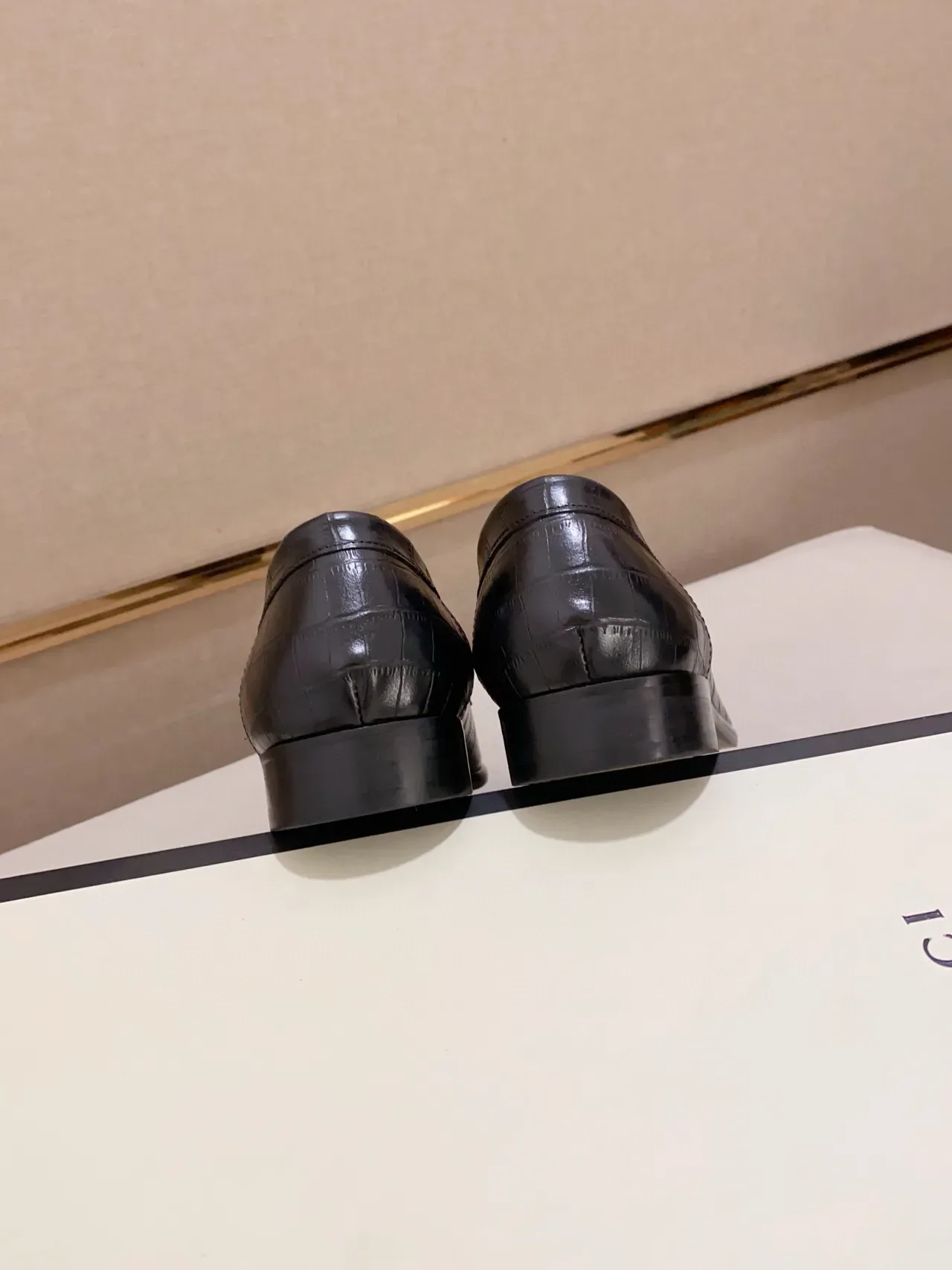 Black Croc-Embossed Leather Horsebit Loafer 4