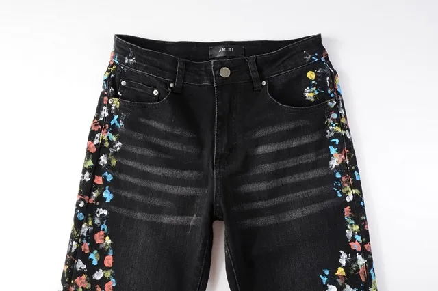 Black Distressed Floral Embroidered Slim-Fit Jeans 5