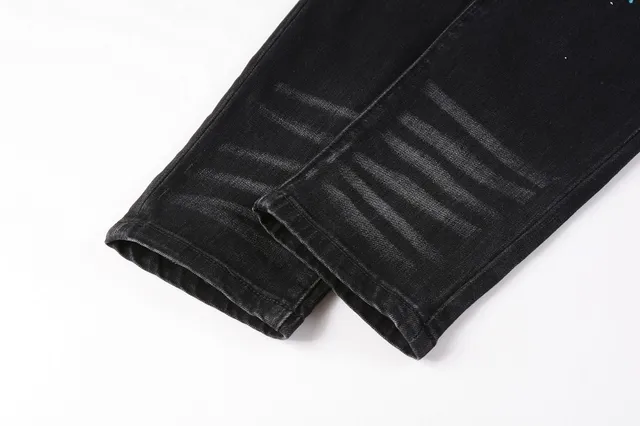 Black Distressed Floral Embroidered Slim-Fit Jeans 13