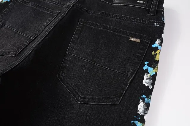 Black Distressed Floral Embroidered Slim-Fit Jeans 15