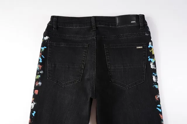 Black Distressed Floral Embroidered Slim-Fit Jeans 16