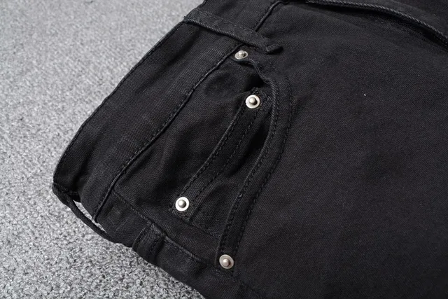 Black Distressed Patched Slim-Fit Jeans 2