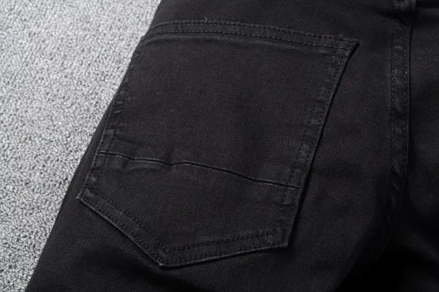 Black Distressed Patched Slim-Fit Jeans 7