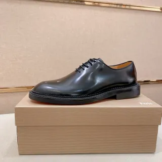 Black Glossy Cap Toe Oxford Shoes