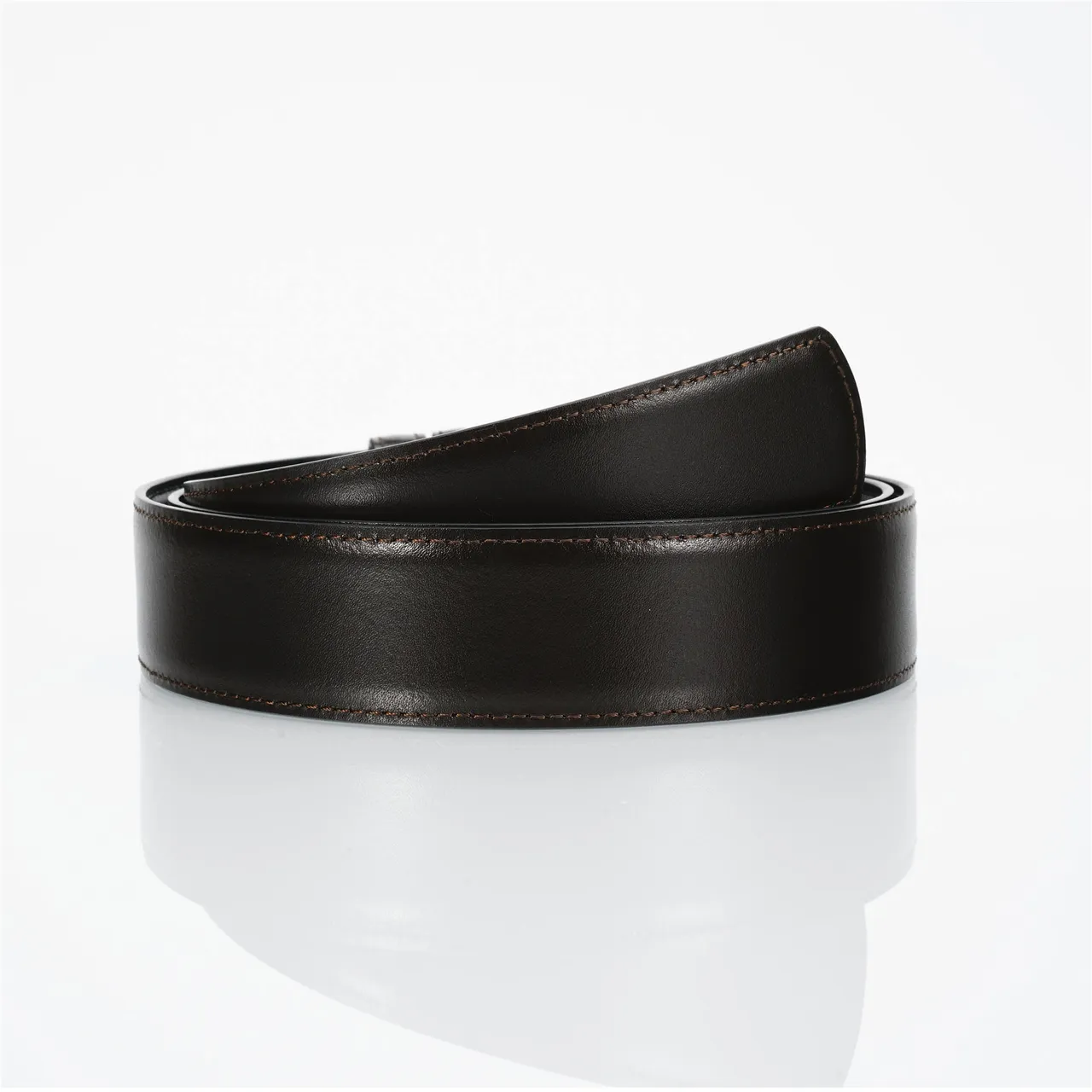 Black Gold Smooth Rectangular Buckle Leather Belt 8