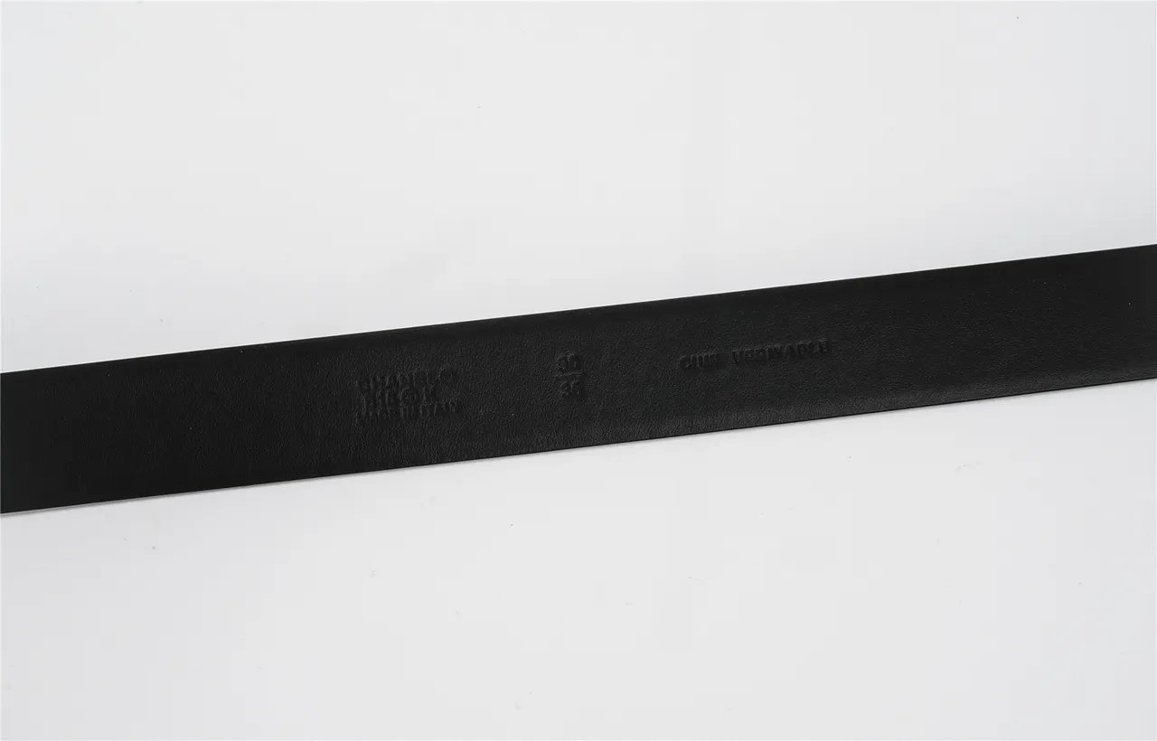 Black Gold Strap Chain-Link Buckle Leather Belt 7