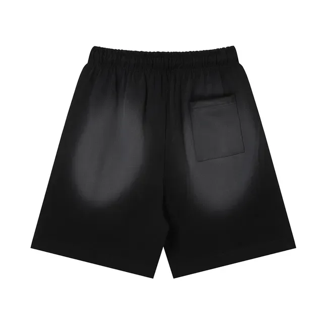 Black Graphic Print Drawstring Waist Shorts 3