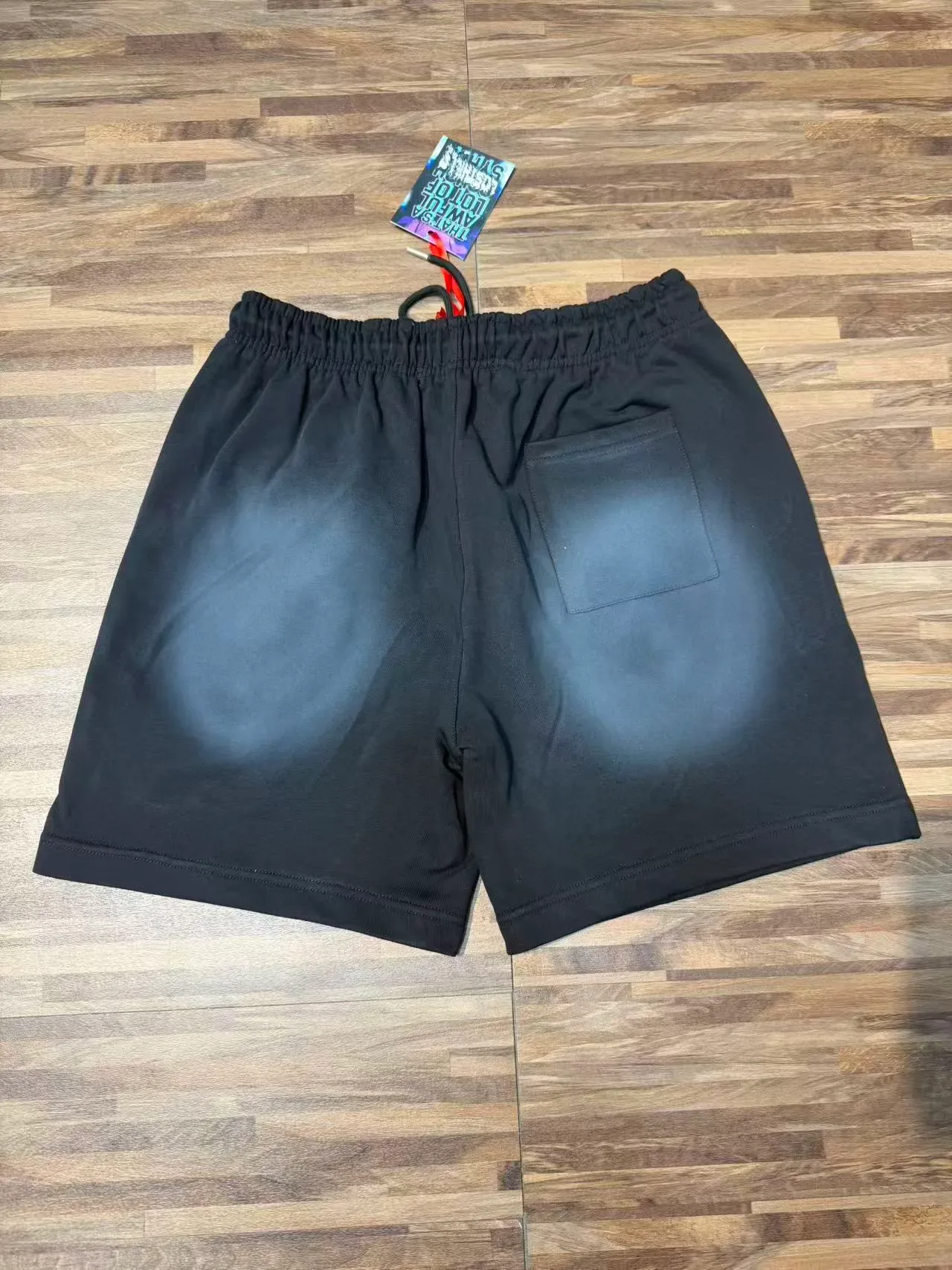 Black Graphic Print Drawstring Waist Shorts 9