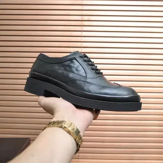 Black Leather Cap Toe Oxford Shoes