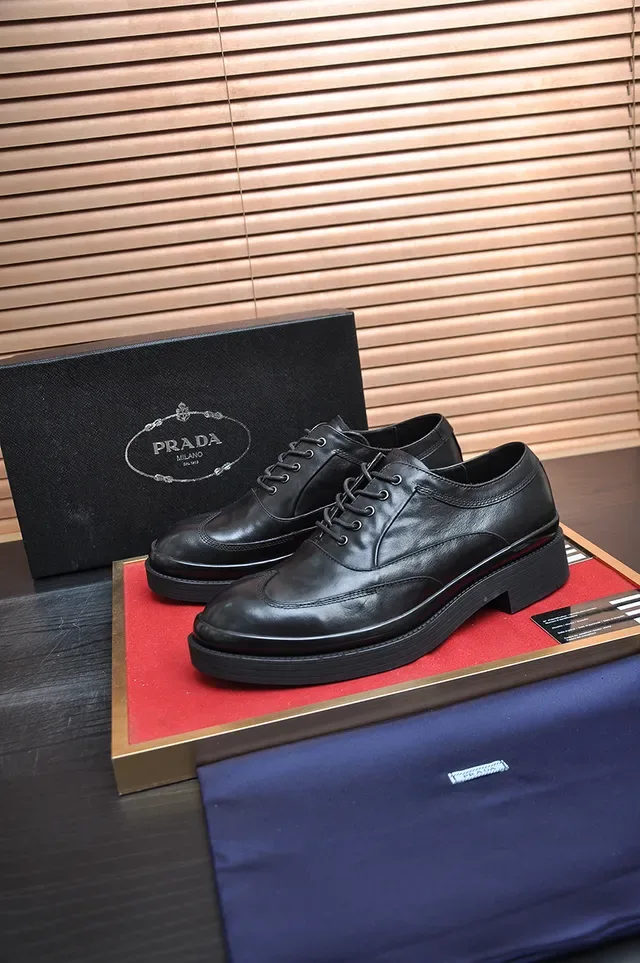 Black Leather Cap Toe Oxford Shoes 4