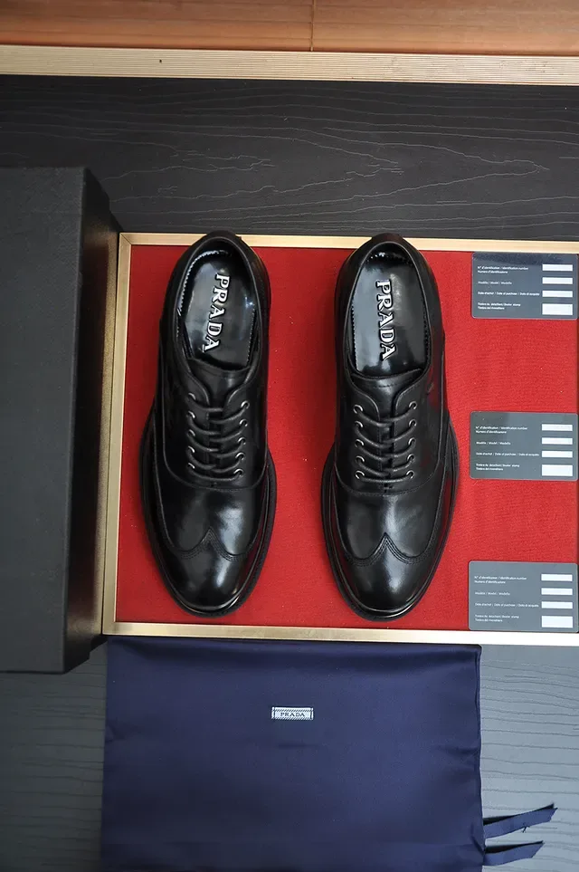 Black Leather Cap Toe Oxford Shoes 5