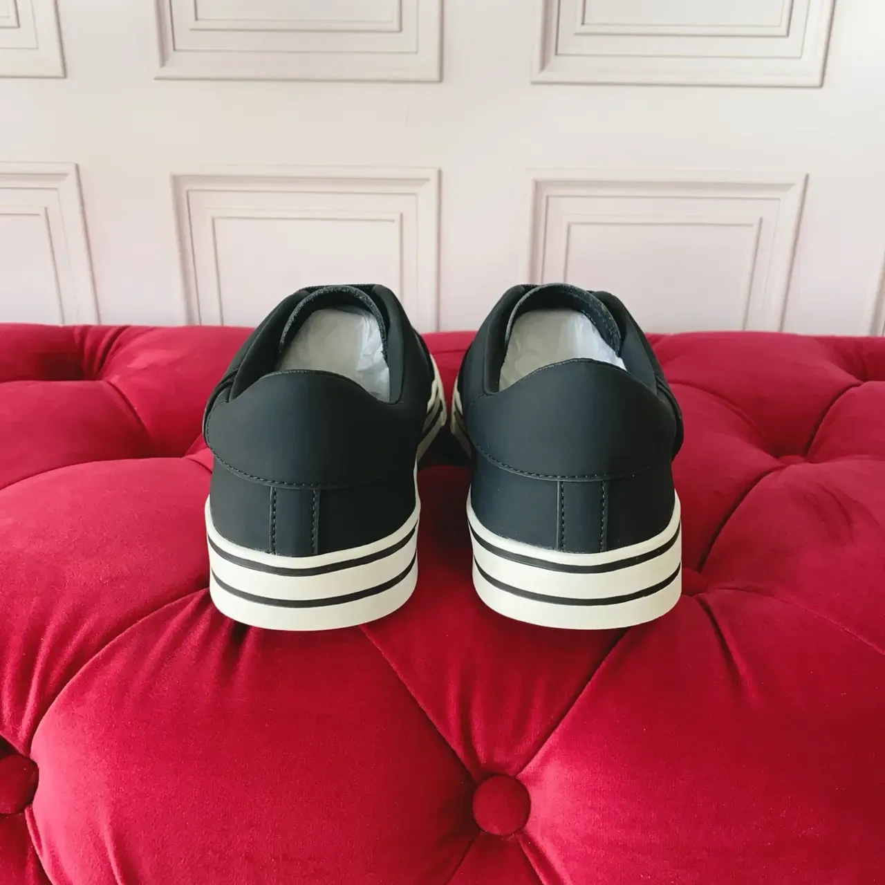 Black Mesh and Synthetic Overlay Low-Top Sneakers 2