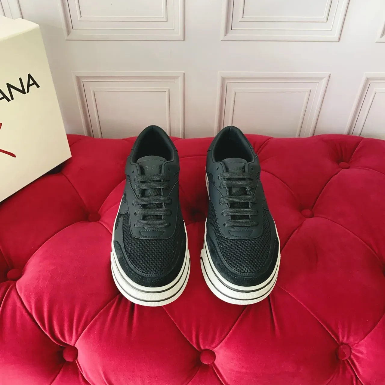 Black Mesh and Synthetic Overlay Low-Top Sneakers 5