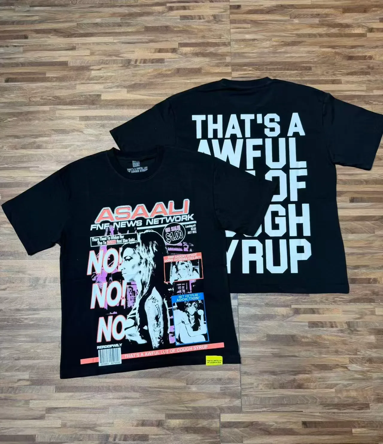 Black Multicolor Graphic-Print Oversized Fit T-Shirt 1