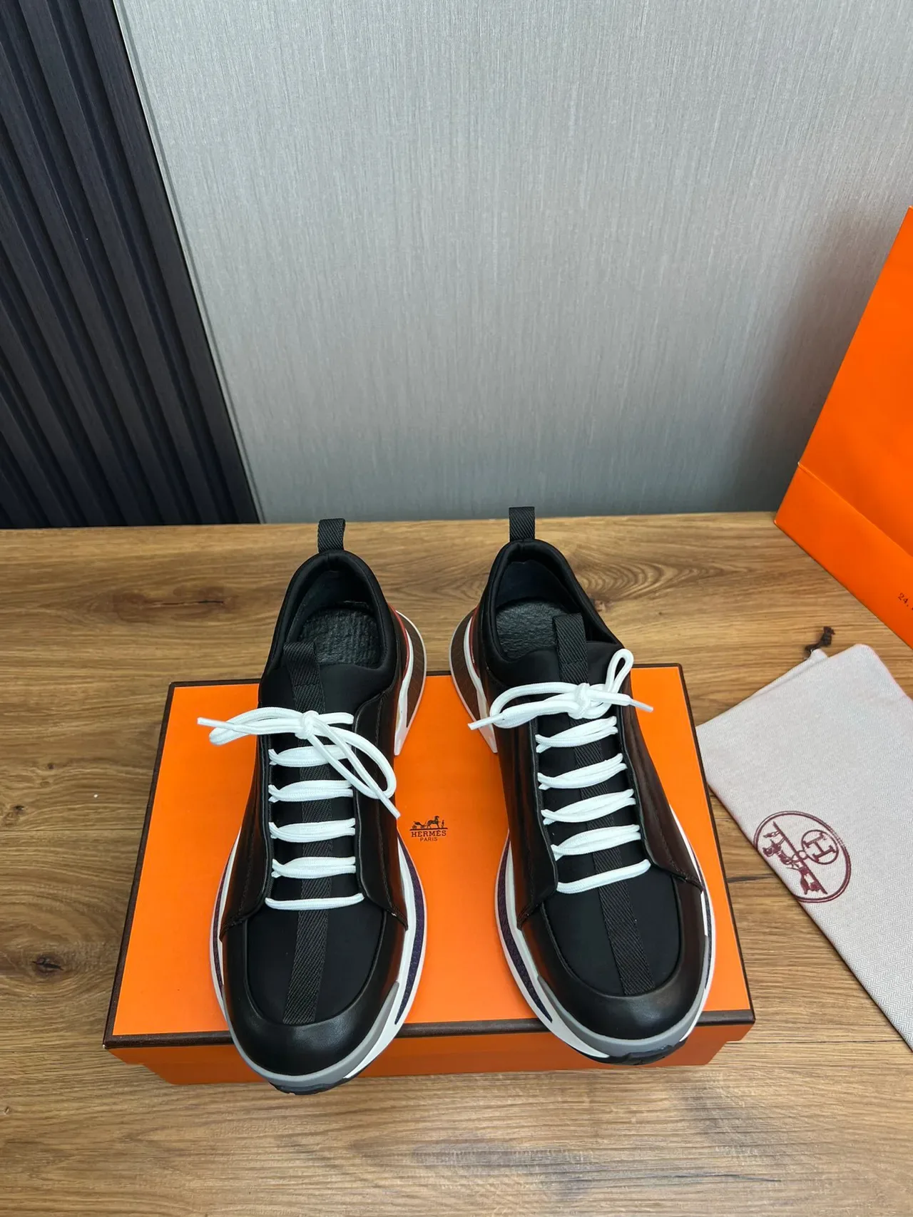 Black Multicolor Leather Upper Multi-Color Sculpted Sole Sneakers 2