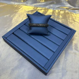 Pulsera de estilo Cuff-Style en negro y azul marino con Pavé-Set