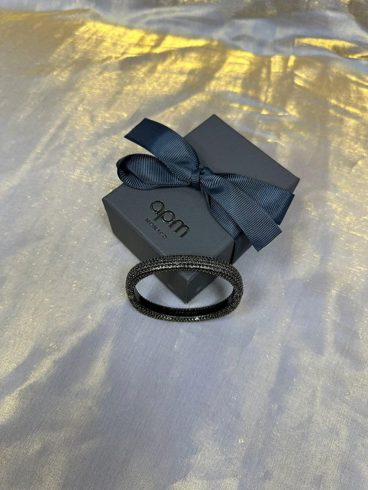 Black Navy Pavé-Set Cuff-Style Bracelet 6